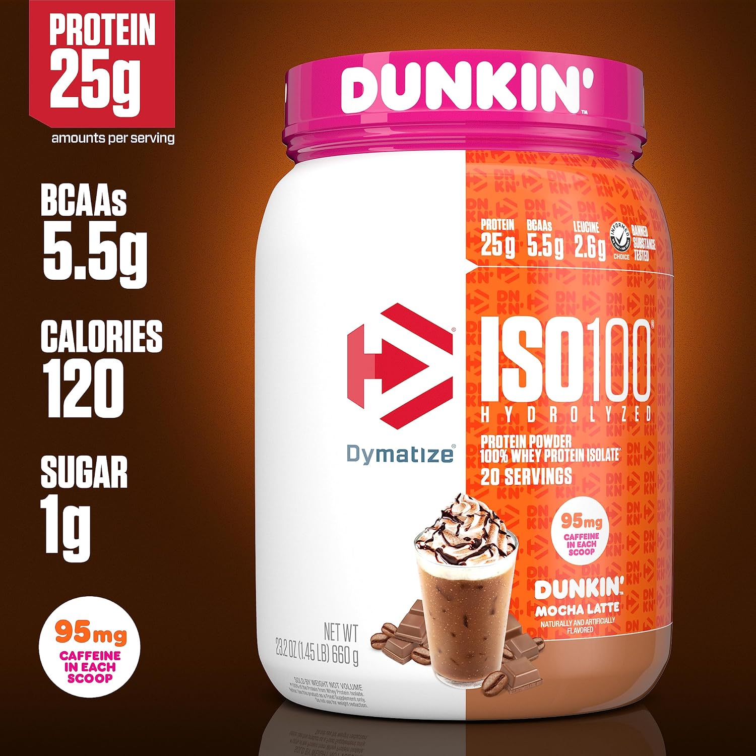 Dymatize ISO100 Protein Powder, 100% Whey Isolate, Gourmet Chocolate | 25g Protein, Hydrolyzed, Fast-Absorbing, Supports Muscle Health, 5.5g BCAAs, Gluten-Free, 76 Servings, 5 lb