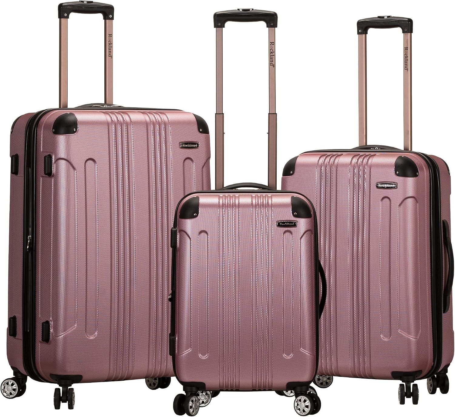 Rockland London Hardside Spinner Wheel Luggage, White, 3-Piece Set (20/24/28)
