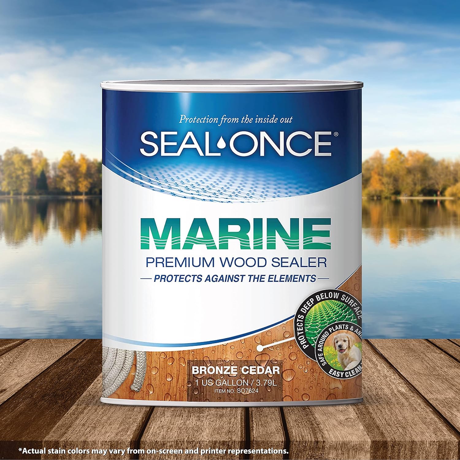 SEAL-ONCE Marine Penetrating Wood Sealer and Waterproofer, Clear, 1 Gallon | Waterproofer & Stain, Water-Based, Ultra-low VOC formula, For high-moisture areas