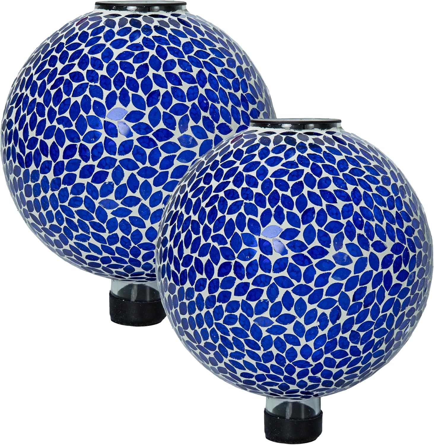 Sunnydaze Solar Gazing Ball for Garden, Mosaic Cool Blooms