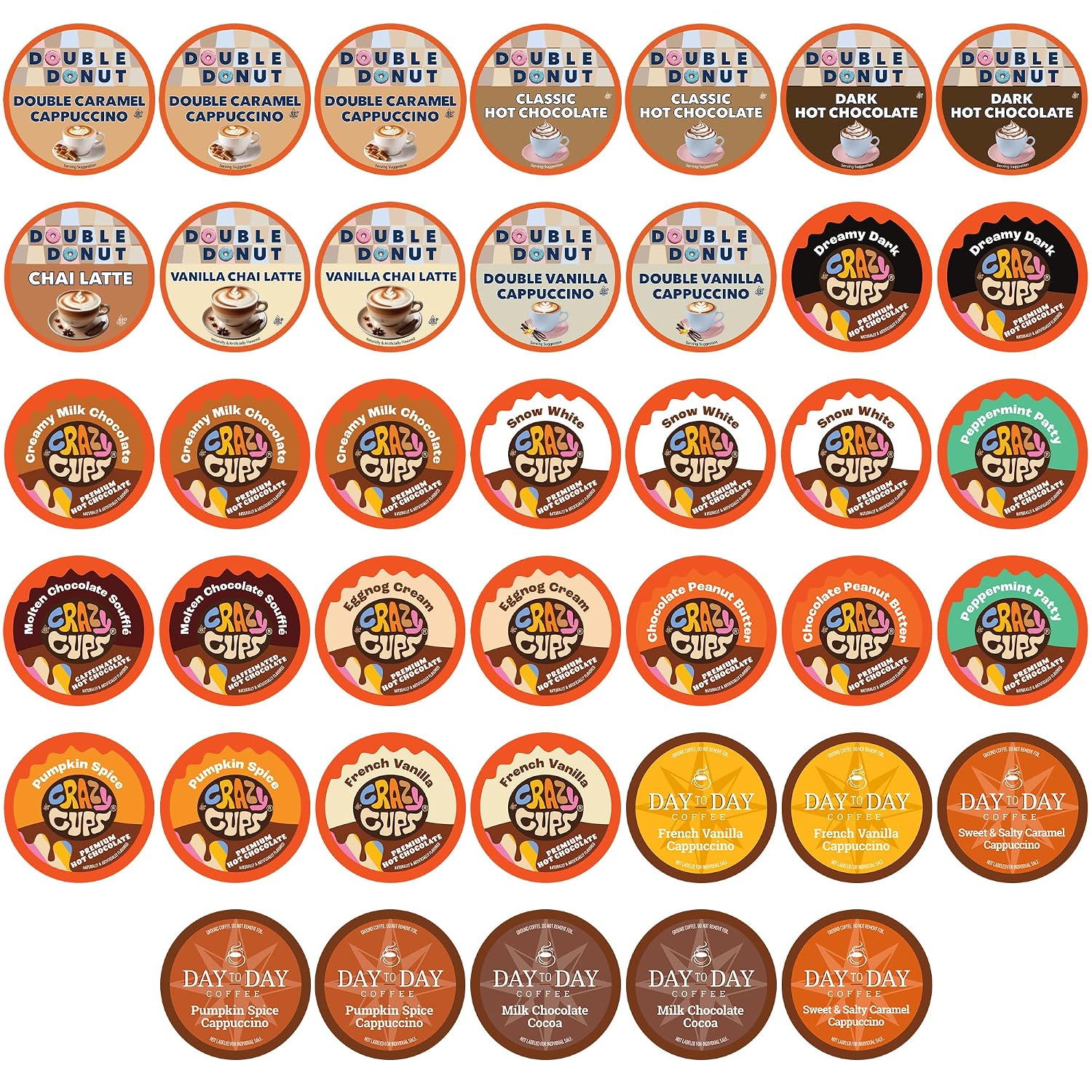 Crazy Cups Seasonal Premium Hot Chocolate Single Serve Cups for Keurig K Cup Brewers Variety Pack Sampler, 40 Count
