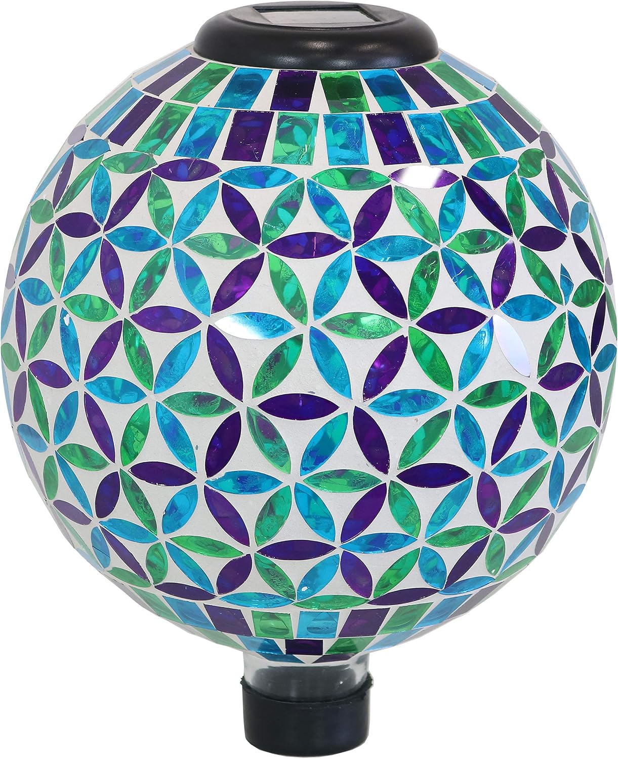 Sunnydaze Solar Gazing Ball for Garden, Mosaic Cool Blooms