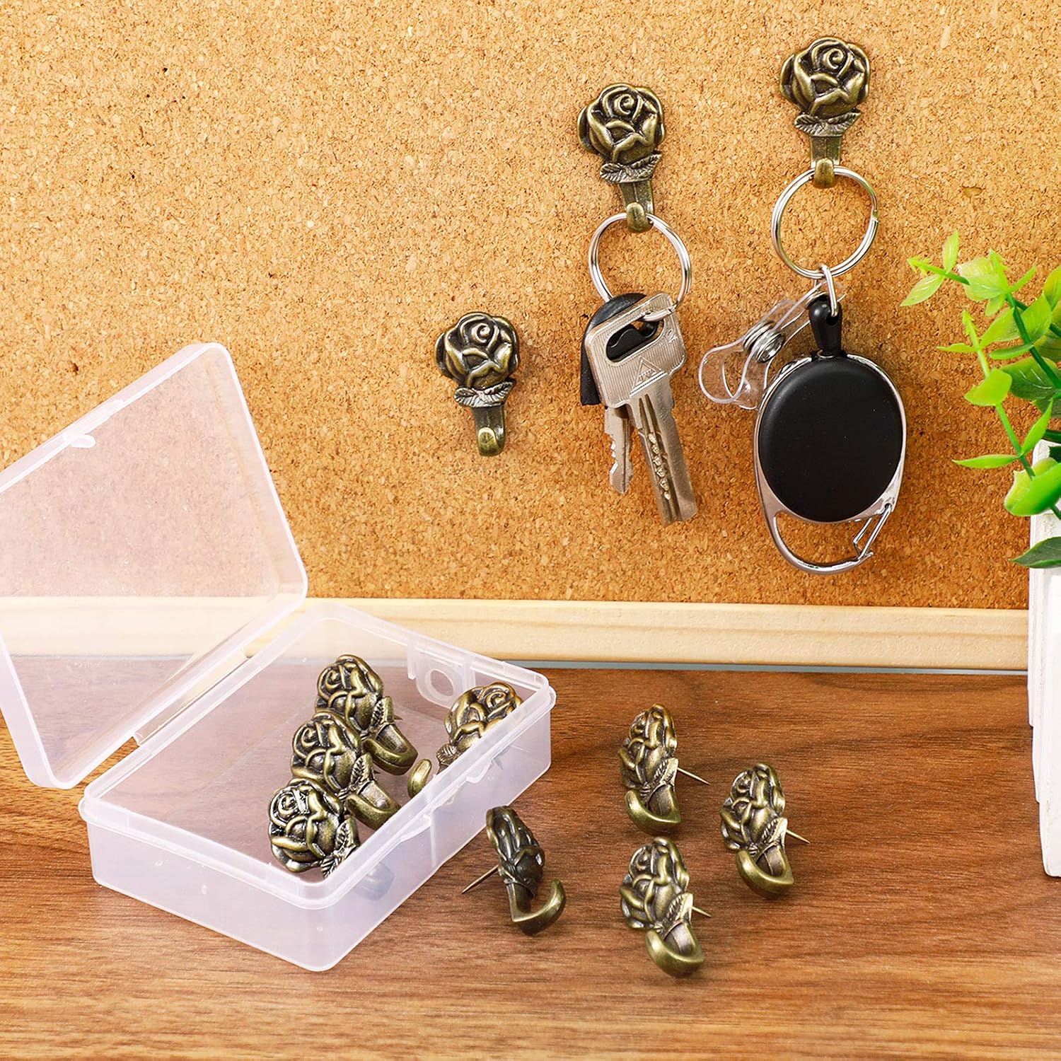 Hotop 20 Pieces Zinc Alloy Flower Push Pin Hangers Pin Hook,Lotus