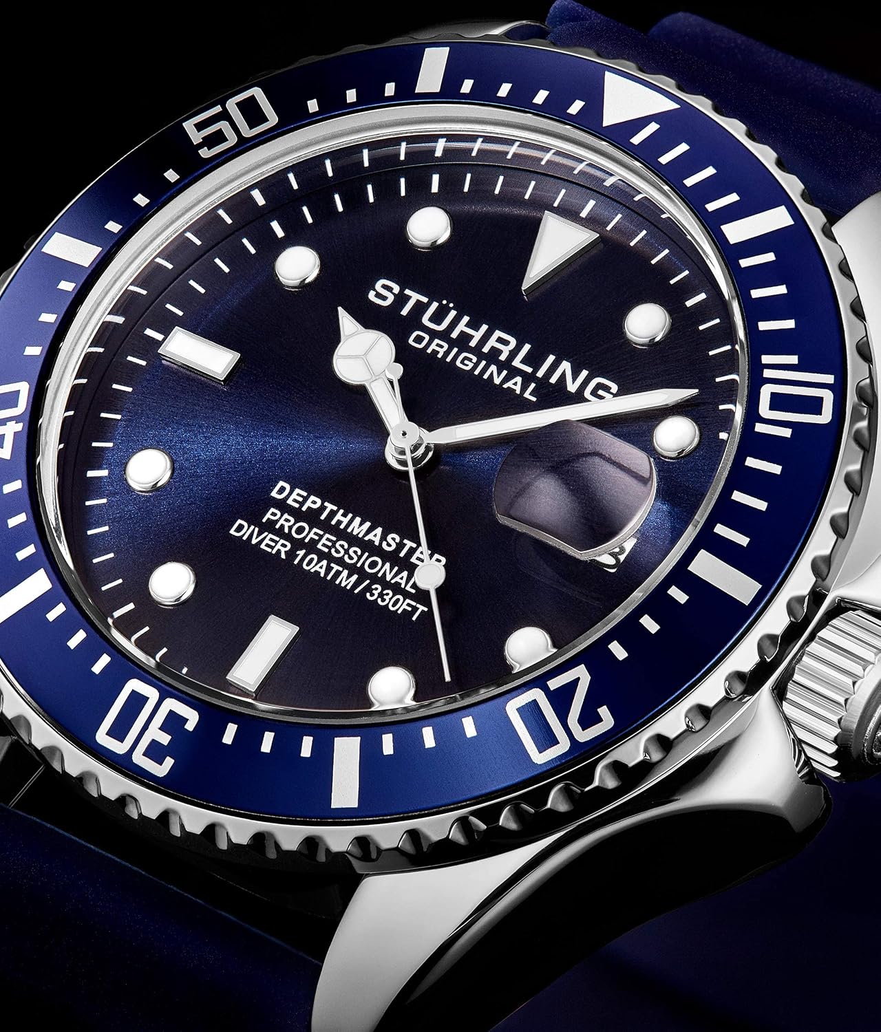 Stuhrling Original Men’s Dive Watch 42mm Stainless Steel, Japanese Quartz Mens Sport Watch, Rubber Strap, Water Resistant to 330 FT, Versatile and Comfort Fit