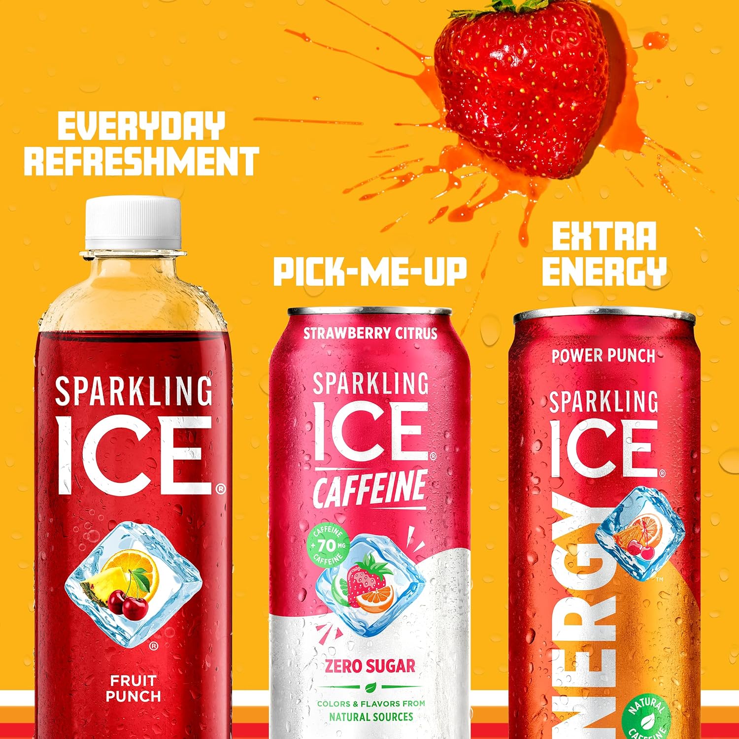 Sparkling Ice Caffeine Black Raspberry Sparkling Water with Caffeine, Zero Sugar, with Antioxidants and Vitamins,16 fl oz Cans (Pack Of 12)