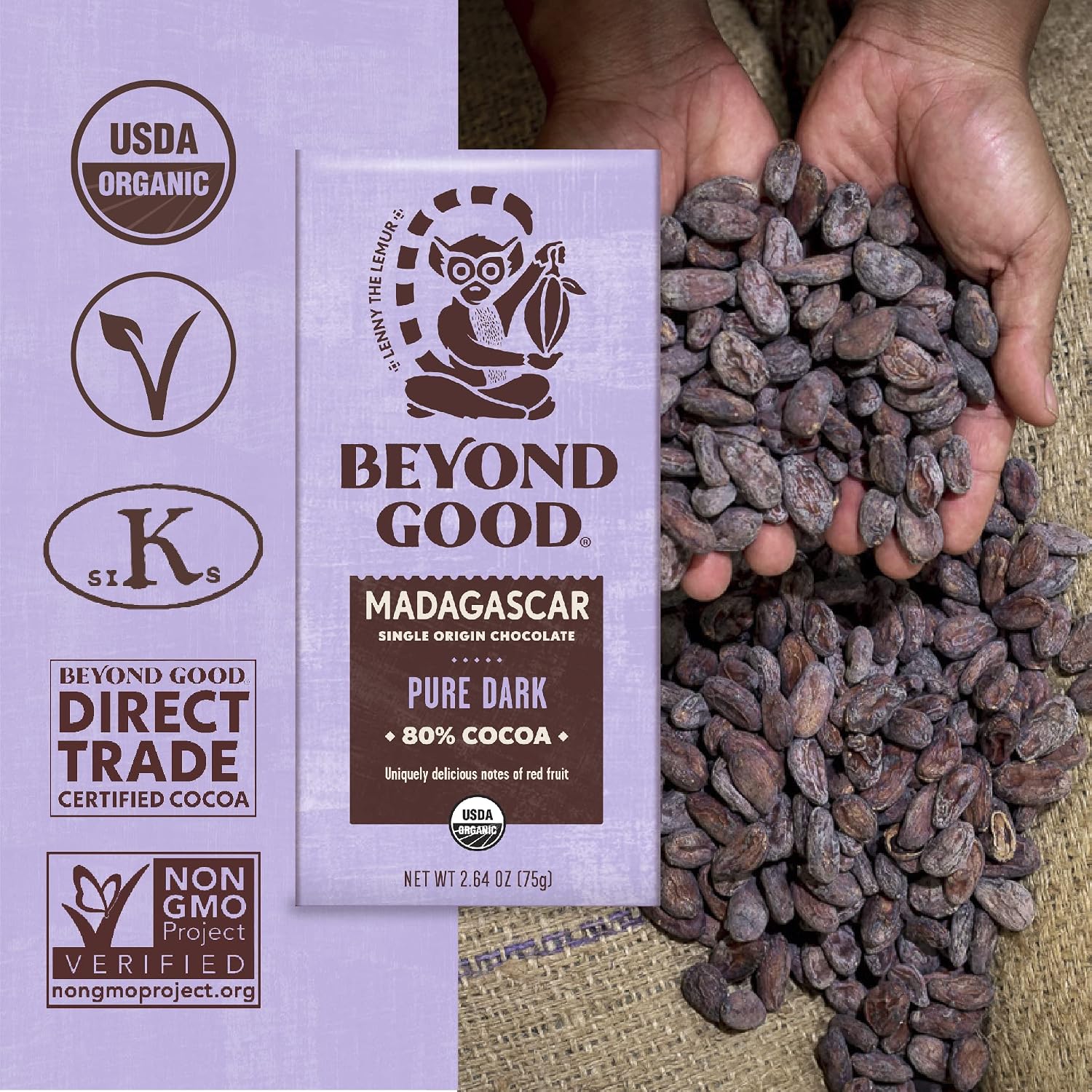 Beyond Good Organic Madagascar 80% Dark Chocolate Bar, 2.64 OZ