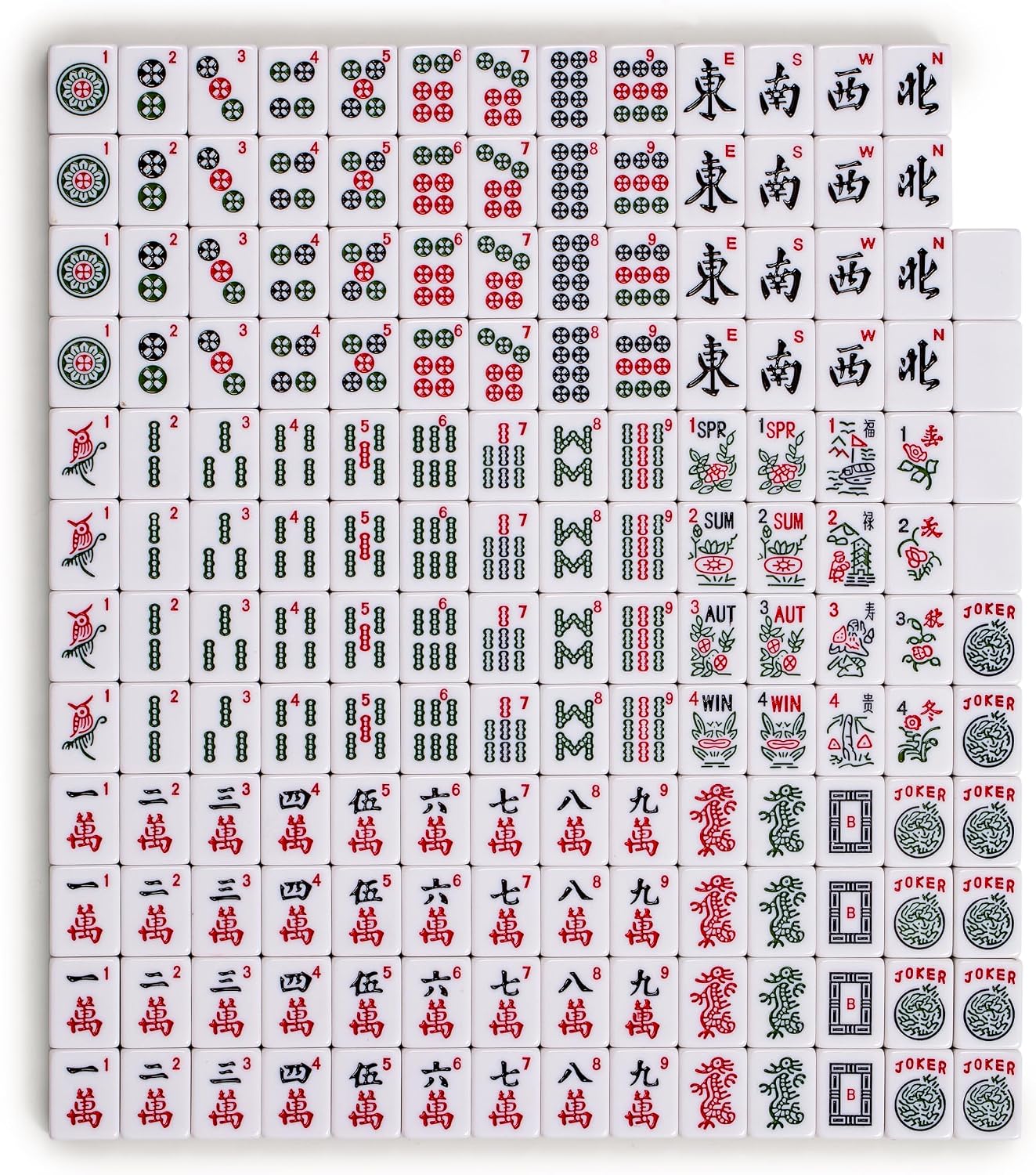 Yellow Mountain Imports American Mahjong Set, Mojave (Ivory) with Brown Soft Case, All-in-One Racks with Pushers, Wright Patterson Scoring Coins, Dice, & Wind Indicator