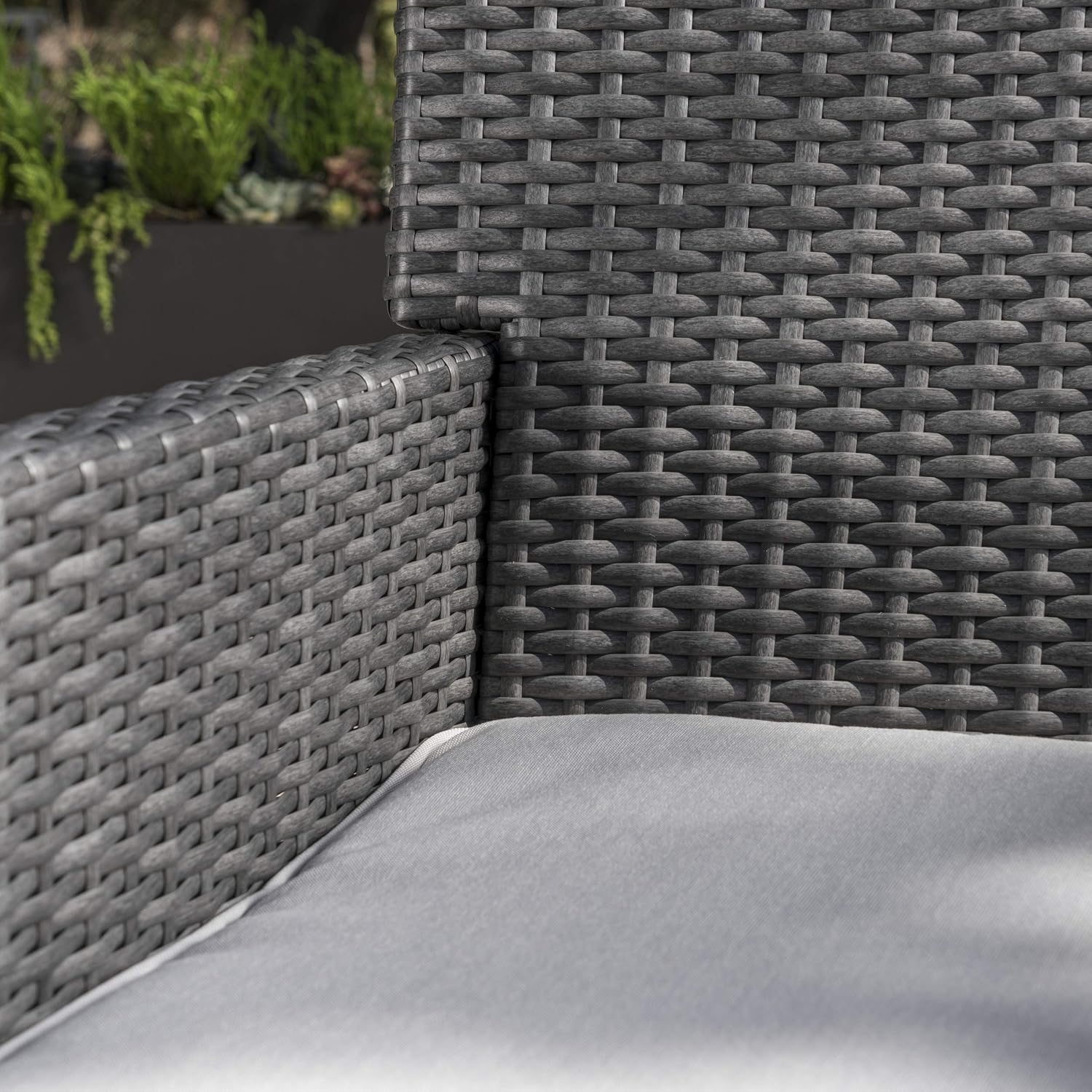 Christopher Knight Home Cypress Outdoor Wicker Dining Chairs with Water Resistant Cushions, 2-Pcs Set, Grey / Light Grey / Dark Grey