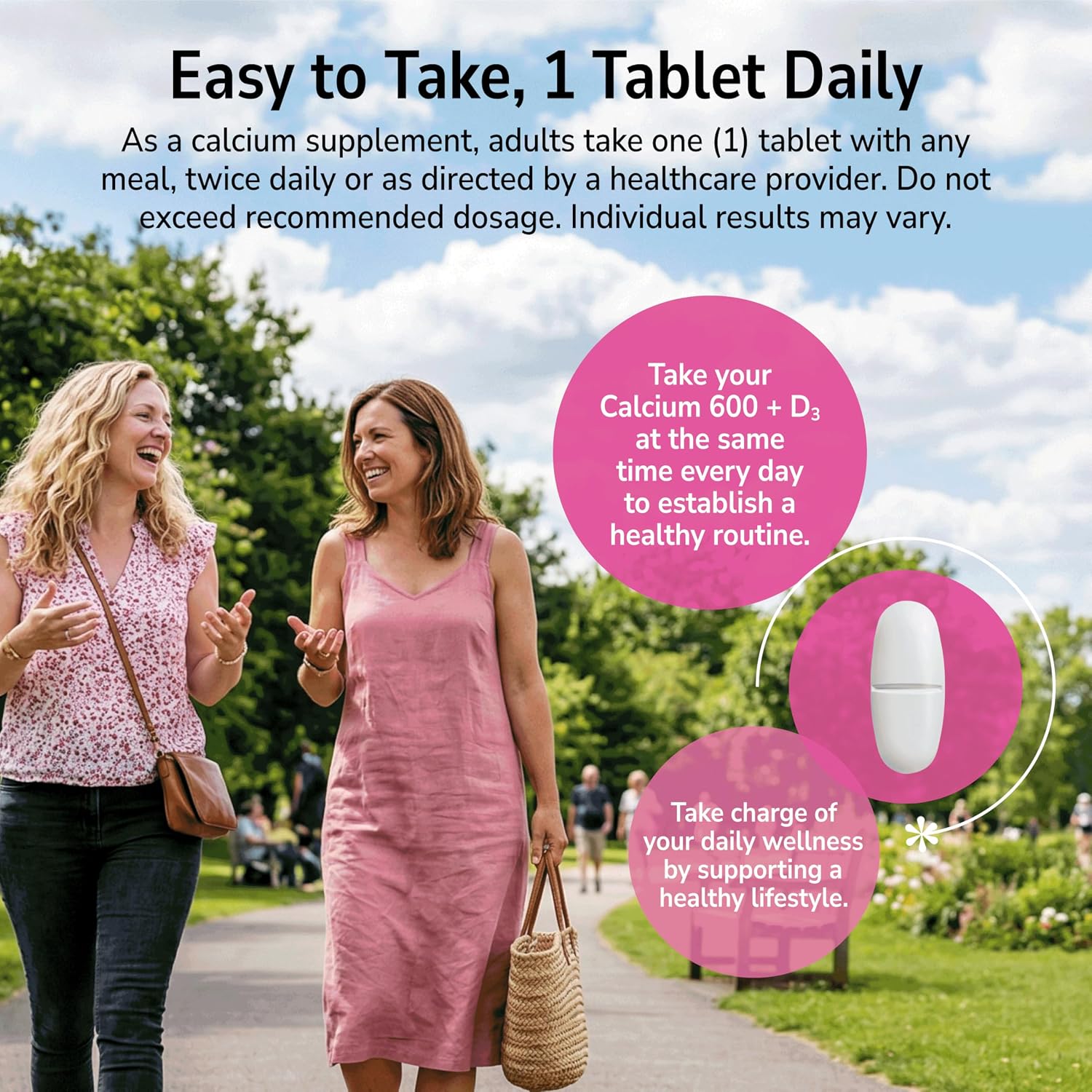 21st Century Calcium Plus D Supplement Tablet, 600 mg, 400 Count