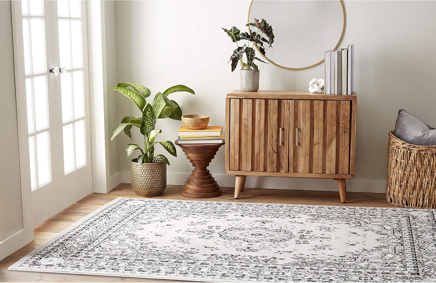 Home Dynamix Premium Sakarya Traditional Medallion Border Area Rug, Ivory/Brown, 7'9"x10'8" Rectangle