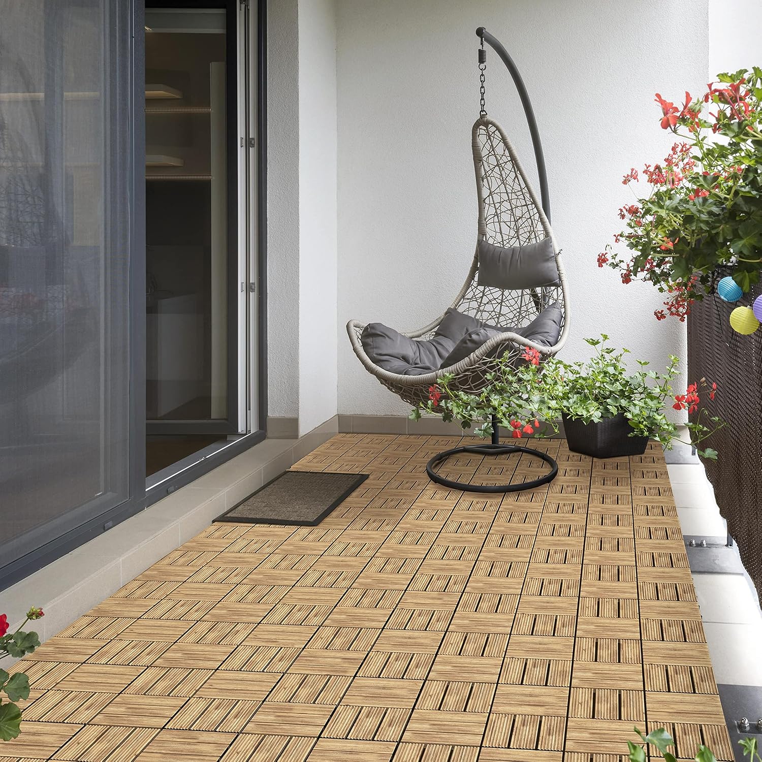Topeakmart 27PCS Interlocking Deck Tiles 12x12 Patio Flooring, Brown