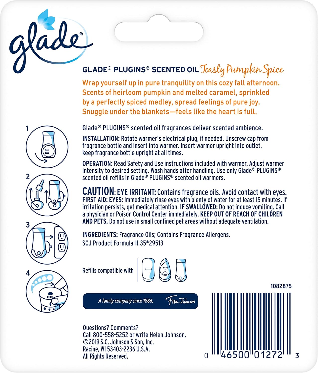 Glade Plug-Ins Scented Oil Refills- Toasty Pumpkin Spice - 2ct (1.34 Fl OZ)