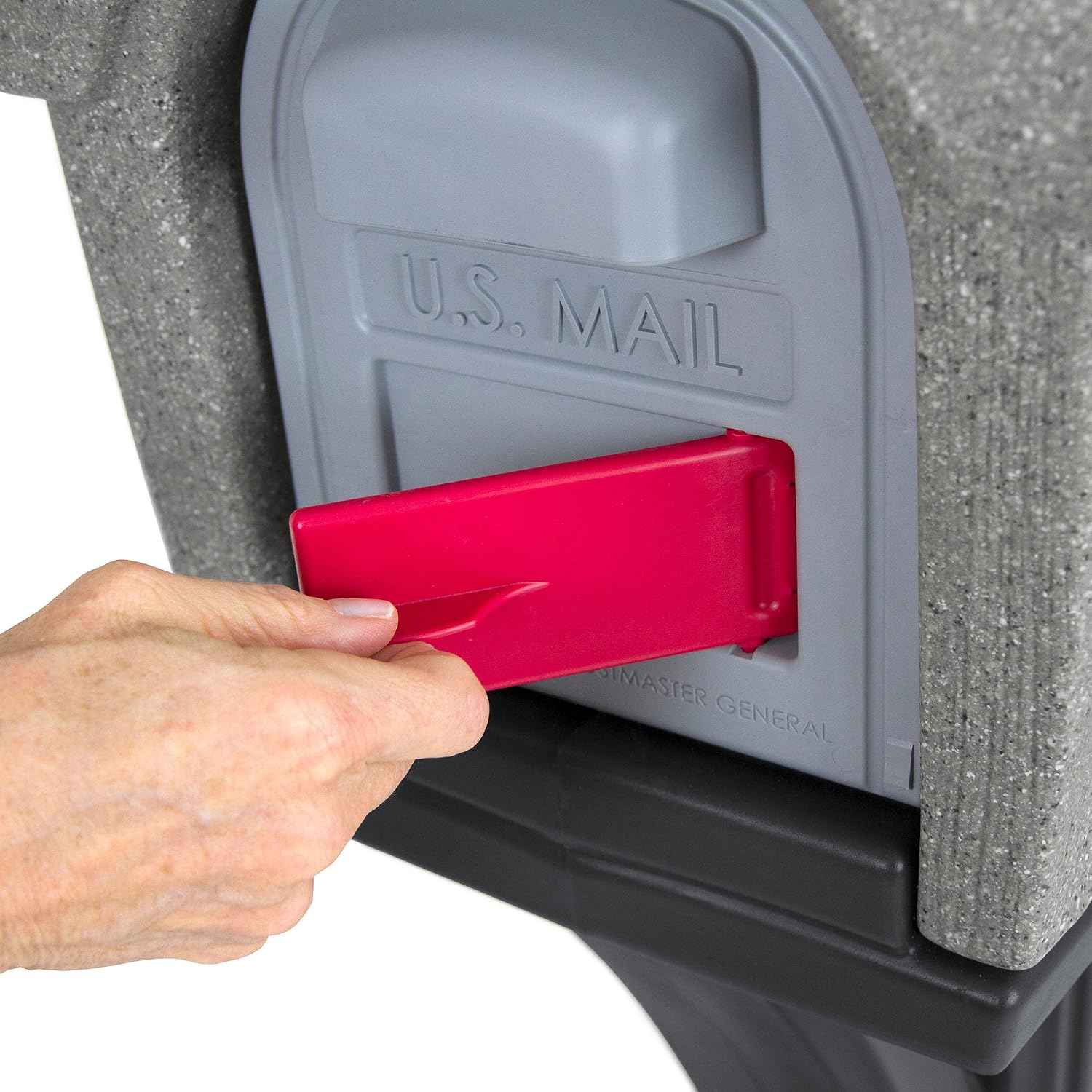 Simplay3 Rustic Home Plastic Residential Cabin Mailbox & Post Mount Combo Kit with 2 Access Doors - Sandstone, Made in USA