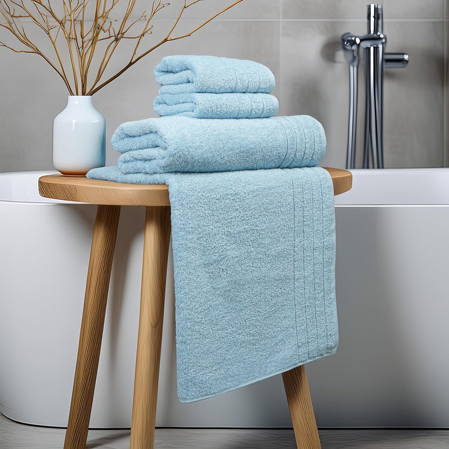 Tens Towels 8 Piece Towel Set, 2 XL Bath, 2 Hand, 4 Washcloth, Dark Grey