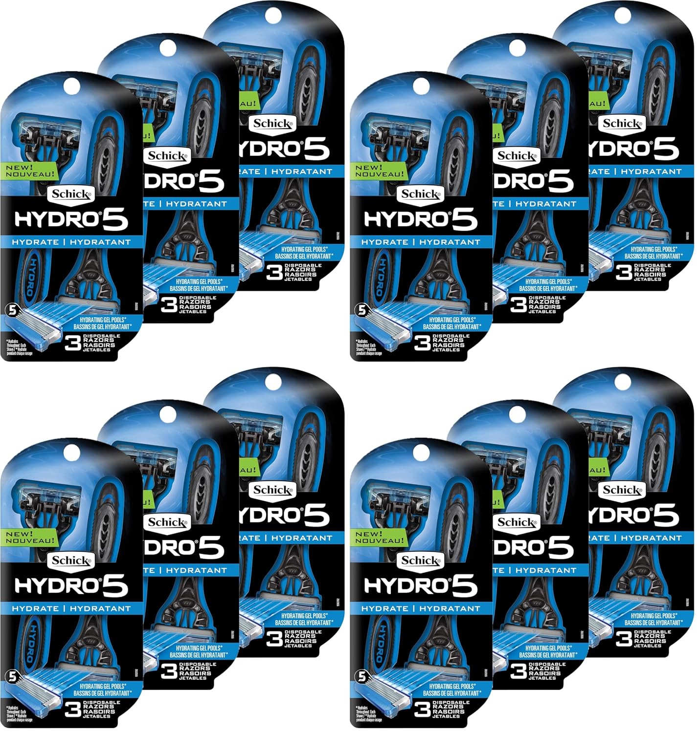 Schick Hydro Sensitive 5-Blade Disposable Razors for Men, 9ct