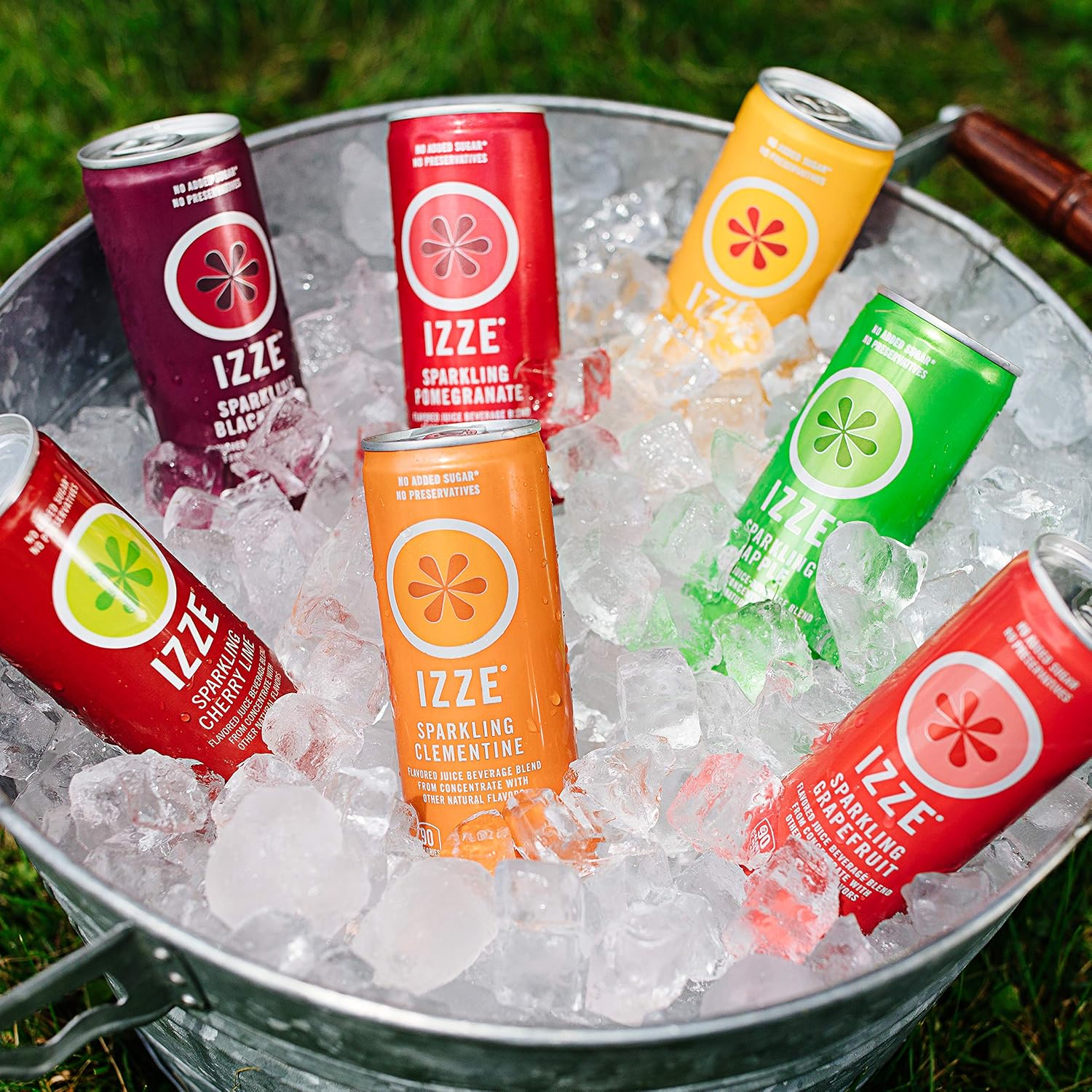 IZZE Sparkling Water Juice Beverage Blend, Pineapple, No Sugar Added, 8.4 FL OZ, 24 Cans