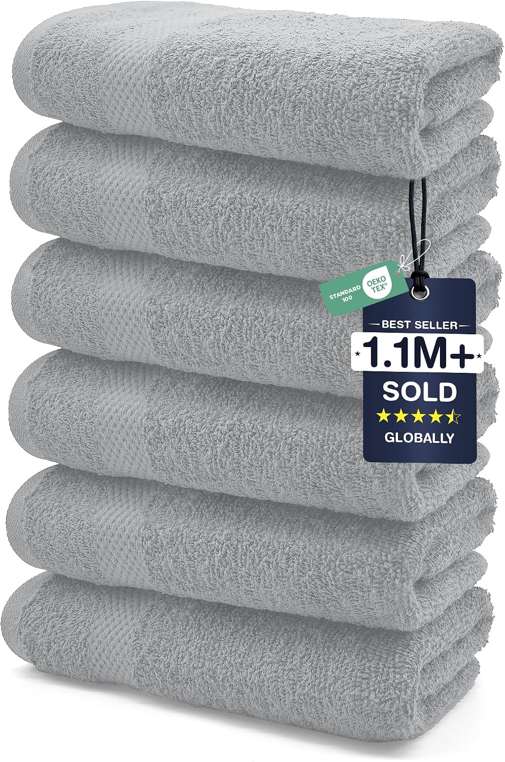 DAN RIVER 24 Pack Cotton Wash Cloths Set for Showering [12x12] White