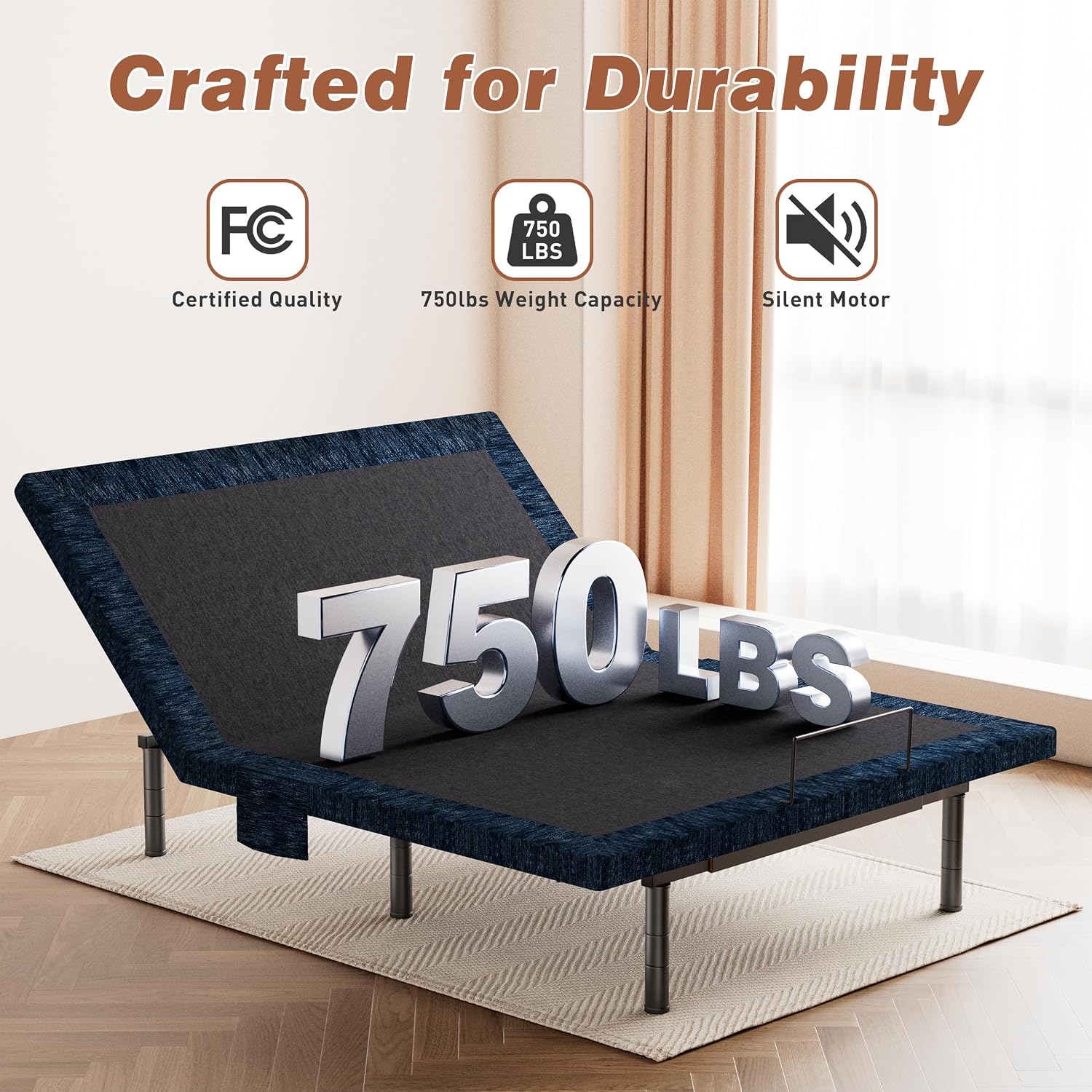 Twin XL Adjustable Bed Base Quiet Motor Zero Gravity Anti-Snore | Heavy-Duty Metal Frame,Wireless Remote, Independent Head & Foot Incline