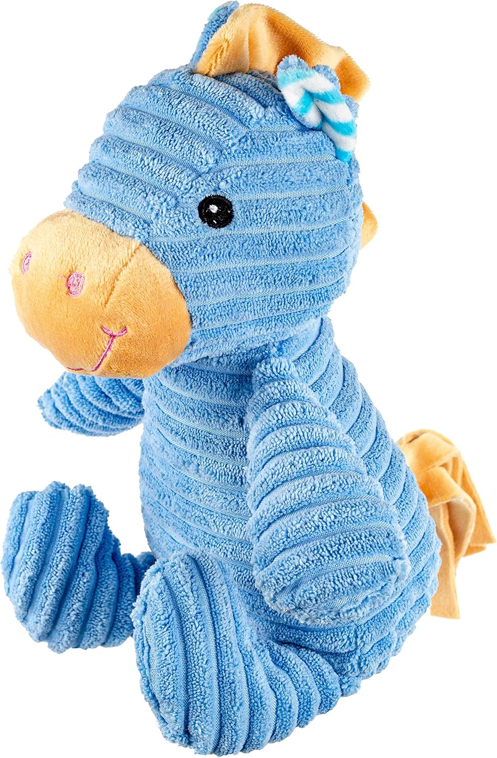 Giftable World 9 Inch Plush Pet Toy Corduroy Sitting Horse with Crinkle Ears and Squeaker