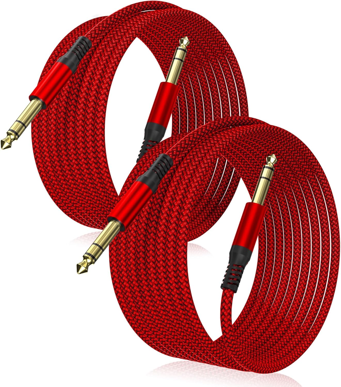 Elebase 1/4 Inch TRS Instrument Cable 10FT 2Pack,6.35mm Male Guitar Cord 3M