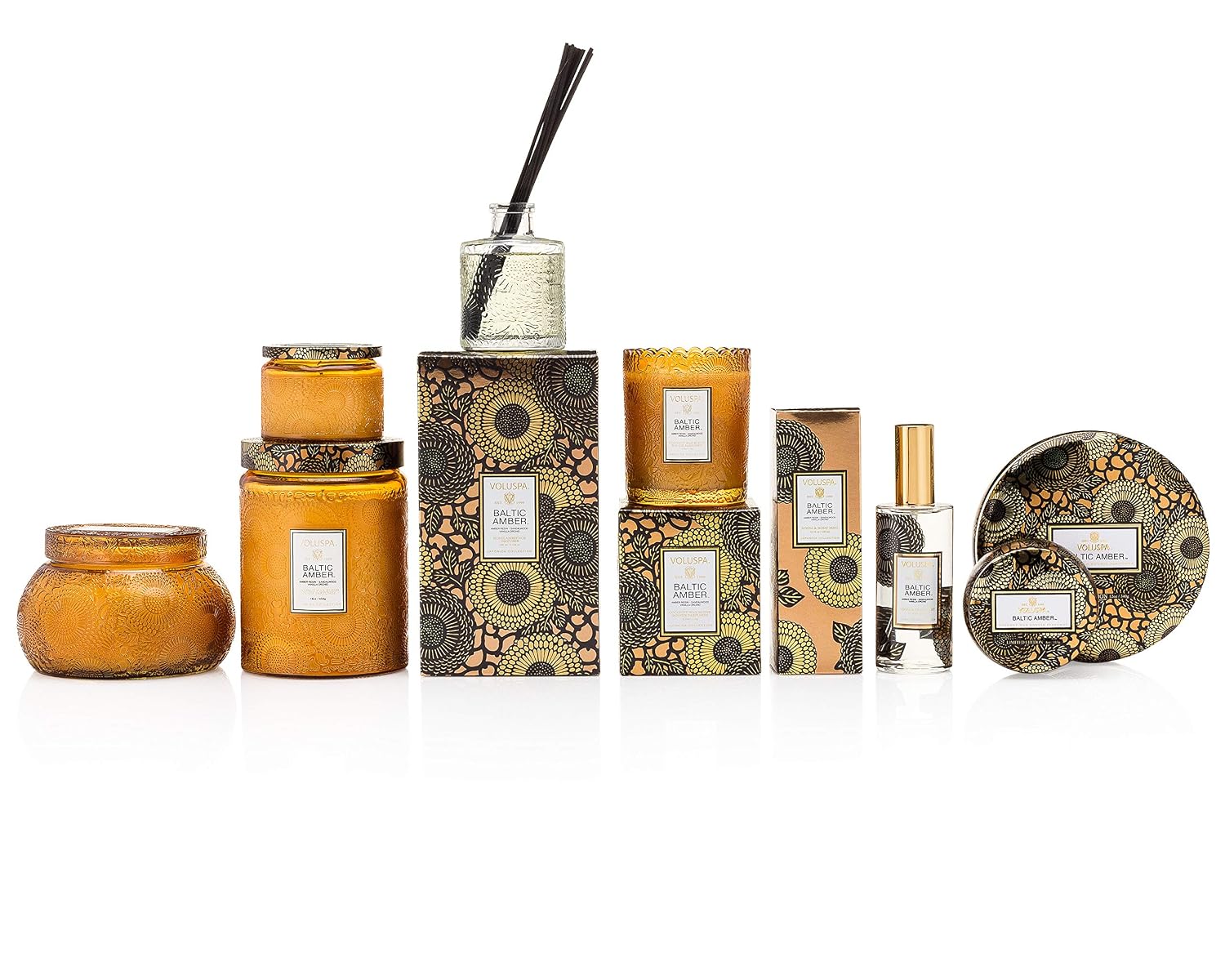 Voluspa Baltic Amber Candle | 14 Oz. | 50 Hour Burn Time | Embossed Glass Chawan Bowl | Coconut Wax and Natural Wicks for a Cleaner Burn | Vegan