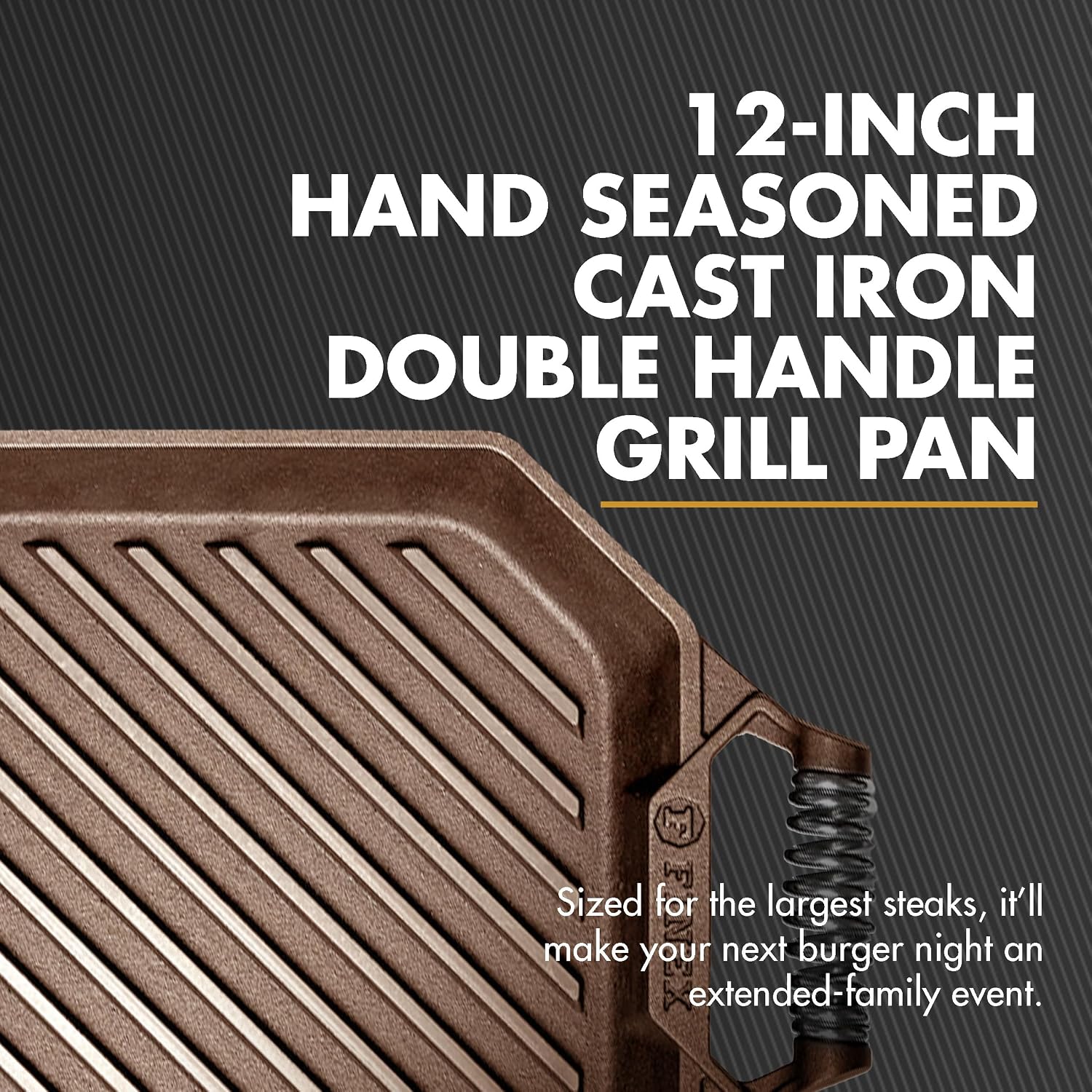 FINEX 10" Cast Iron Grill Pan, Grill Pans with Superior Heat Distribution, Near Non-Stick for Easy Cleaning, Cast Iron Grill Pan, For Indoor & Outdoor Grilling, Pre-Seasoned with Flaxseed Oil