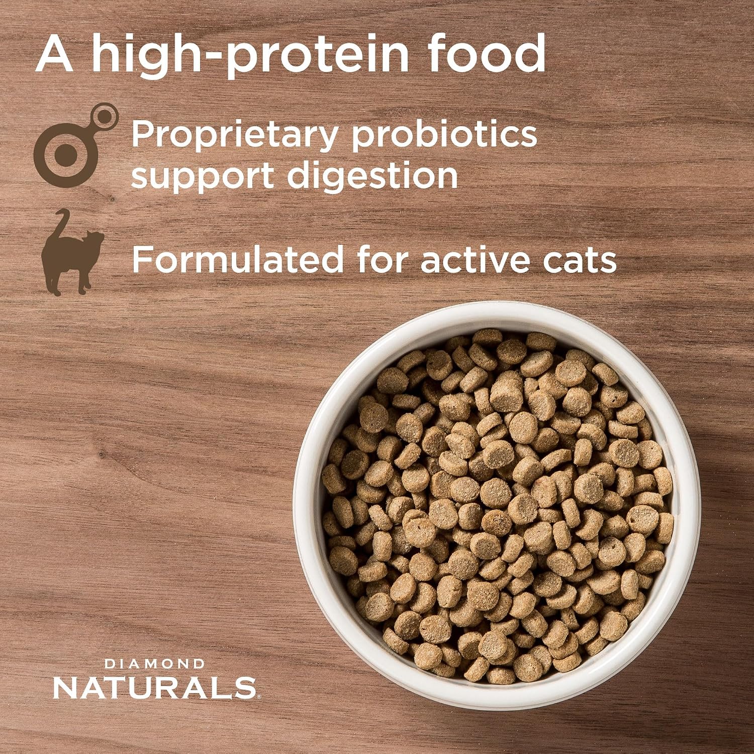 DIAMOND NATURALS Indoor Adult Dry Cat Food, Chicken & Rice, 18lb | With Real Chicken for Great Taste | Omega Fatty Acids to Help Support Skin & Coat Health | Taurine for Heart & Eye Health