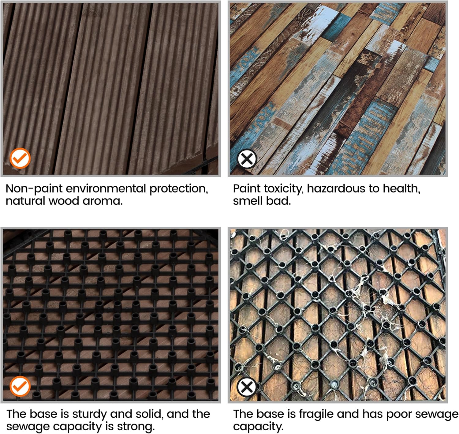 Topeakmart 27PCS Interlocking Deck Tiles 12x12 Patio Flooring, Brown