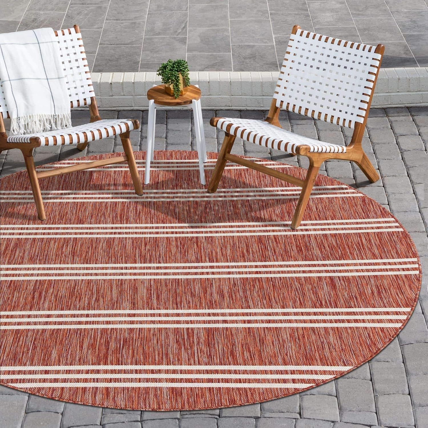 Unique Loom Outdoor Collection Area Rug - Anguilla (9' x 12' Rectangle, Blue/ Ivory)