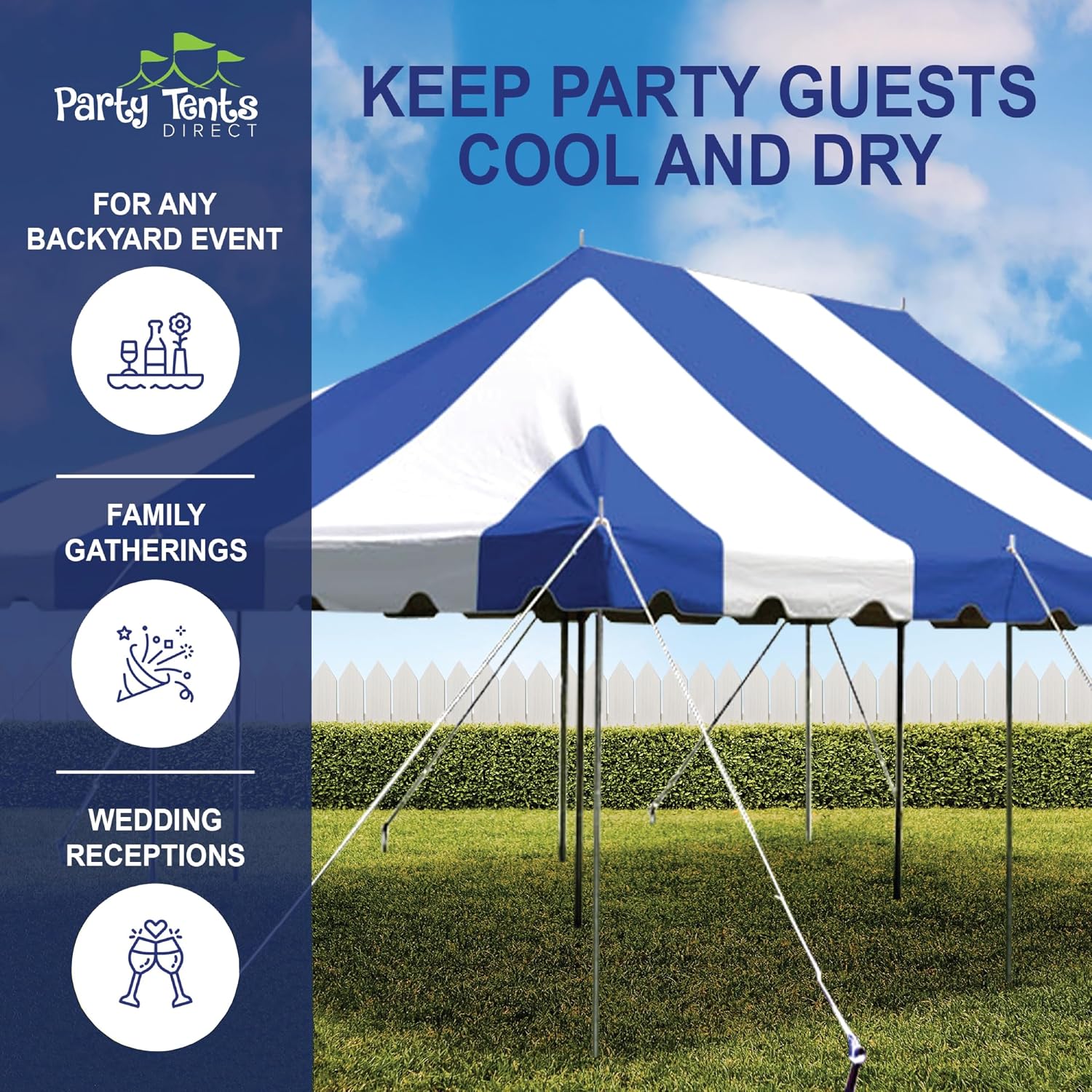 20’ x 20’ Weekender Canopy Pole Tent, Indoor and Outdoor Heavy Duty Easy Up, 80 Person Capacity Tent for Parties, Weddings, and Events, Commercial and Residential Use, PVC White Top | Easy Up Weekender Canopy Tent With 80 Person Capacity - Outdoor Canopi…