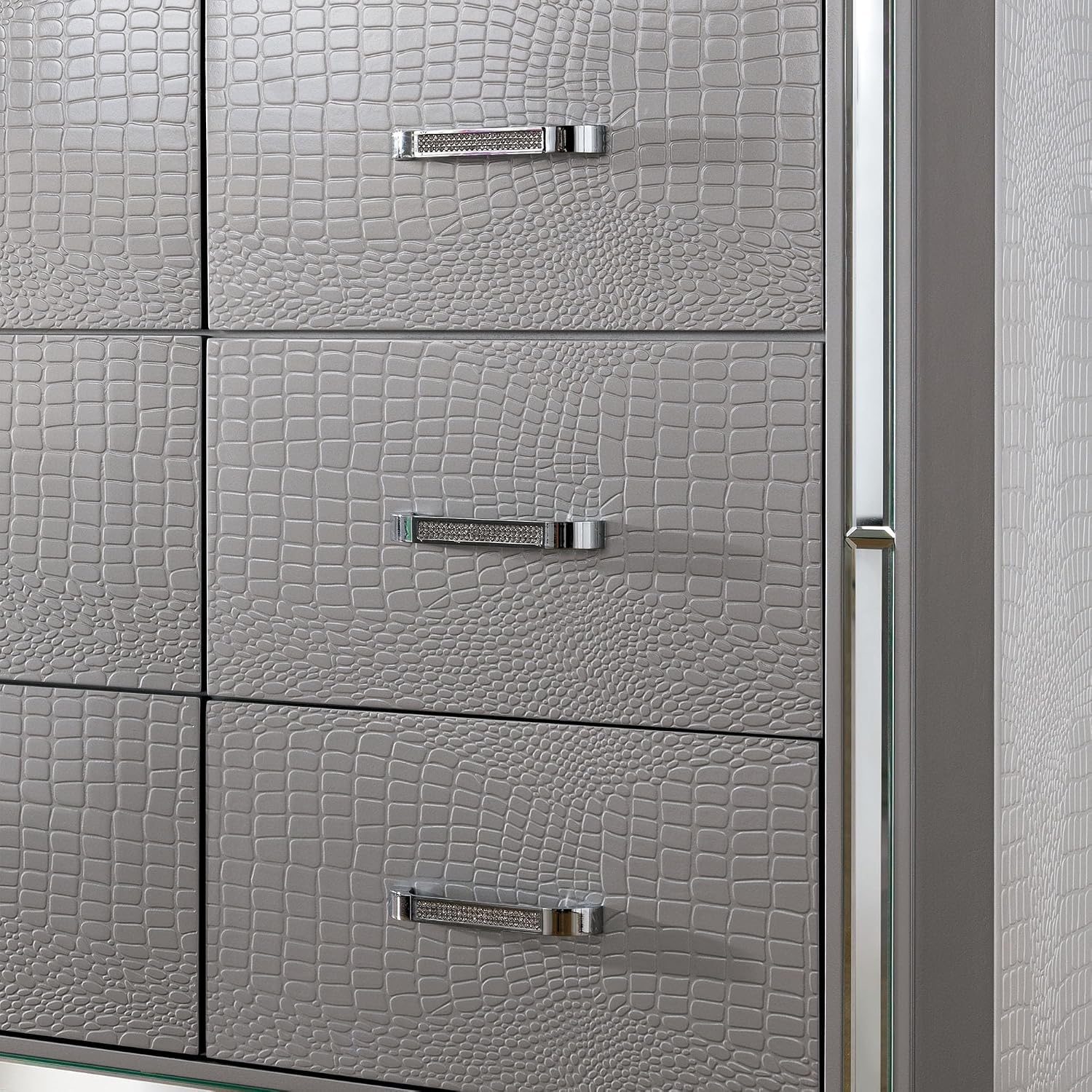 24/7 Shop at Home Riah Contemporary 9-Drawer 2-Piece Dresser and Mirror Set, Silver