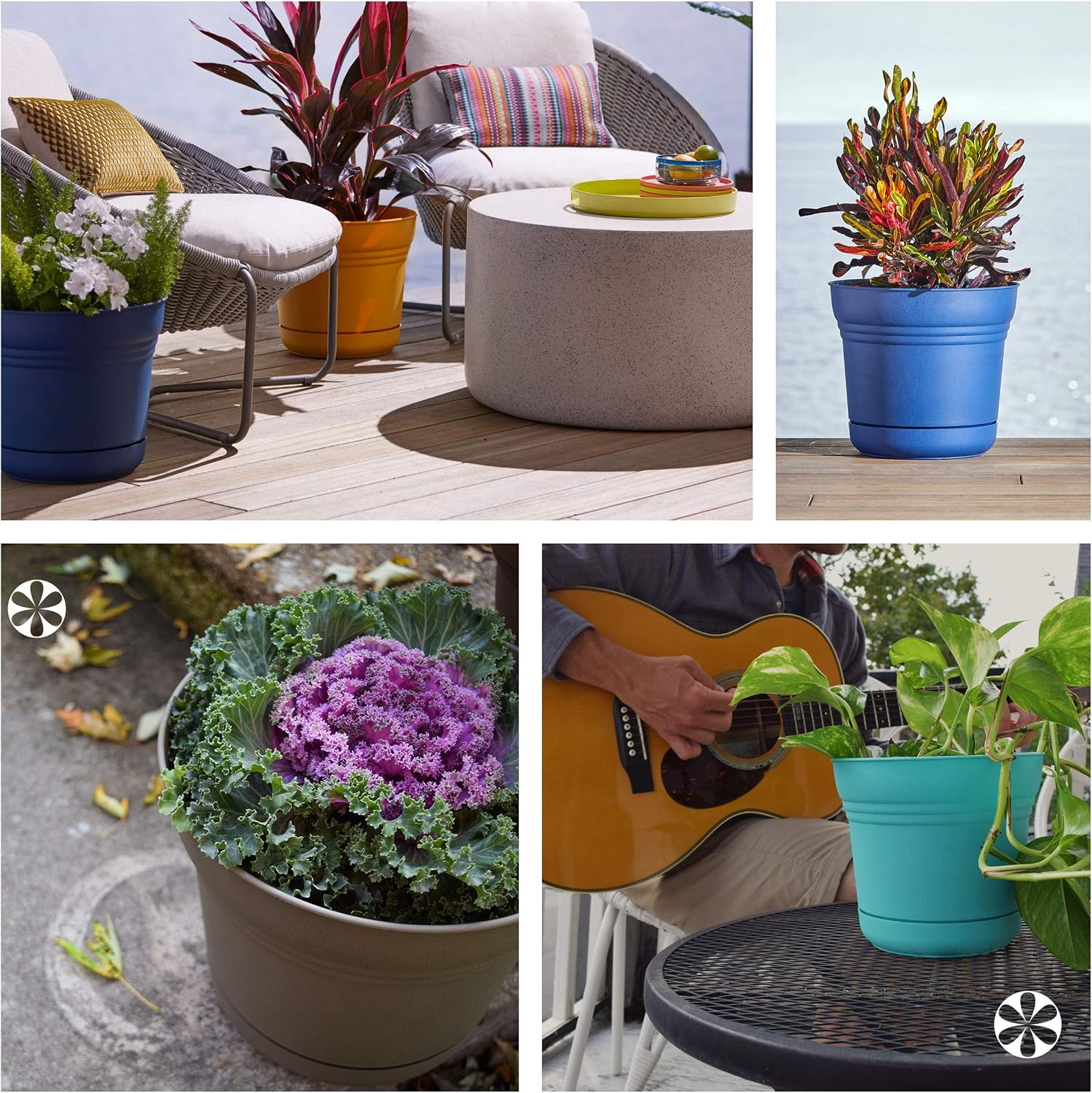 Bloem Saturn Planter with Saucer, 10", Calypso (SP1027)
