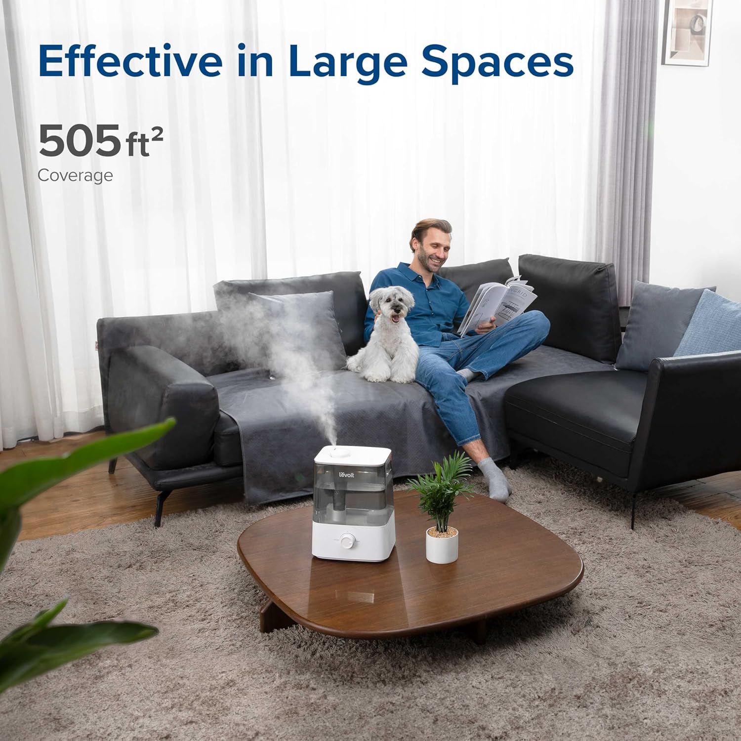 Levoit Humidifiers for Bedroom Large Room, 6L, 60H Runtime, 26dB, Smart App