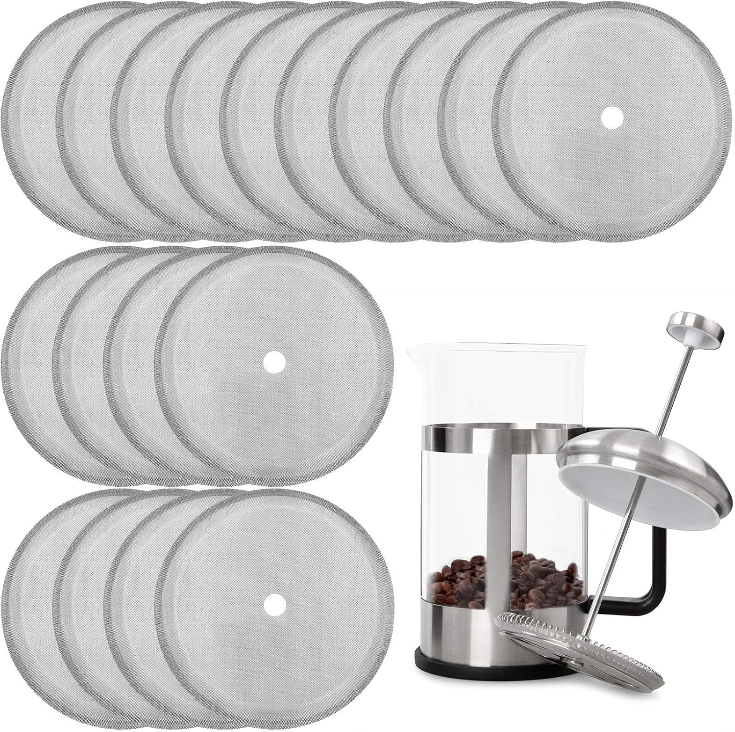 Boao 3 Packs French Press Replacement Cafetiere Filter Mesh Screen