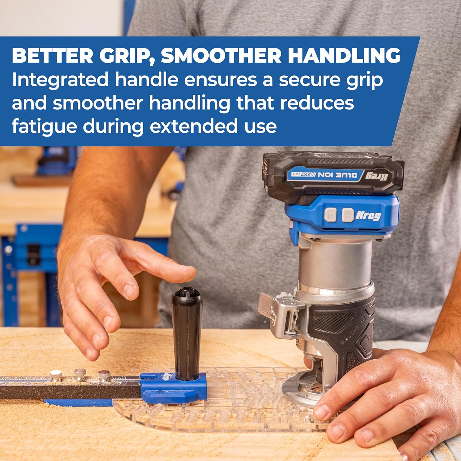 Kreg Trim Router Circle Guide - Single Grip Handle for Stability - For 3-1/2" to 52" Diameter Circles - Compatible with Most Trim Routers