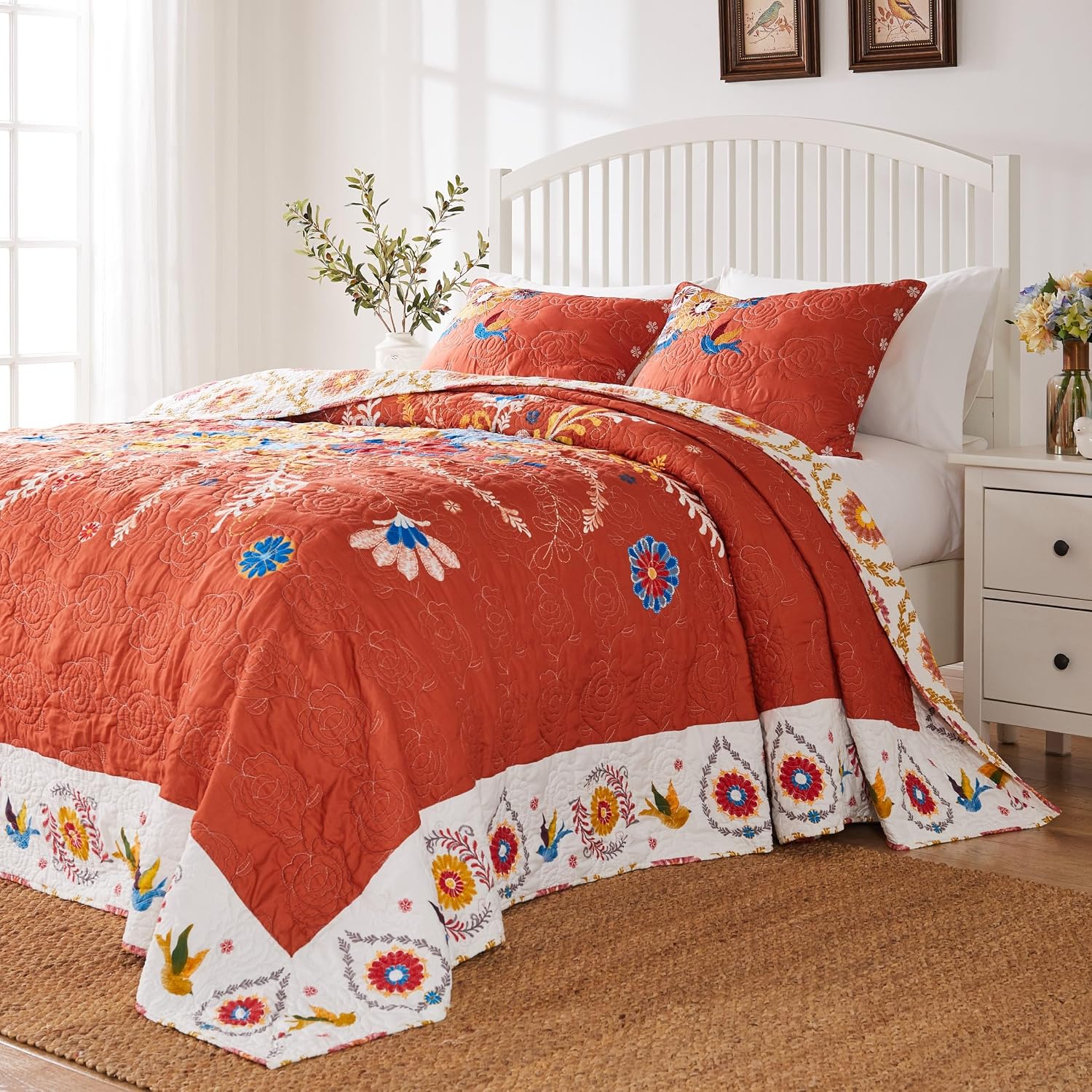 Greenland Home Barefoot Bungalow Topanga Quilt Set, 3-Piece Full/Queen, Multi