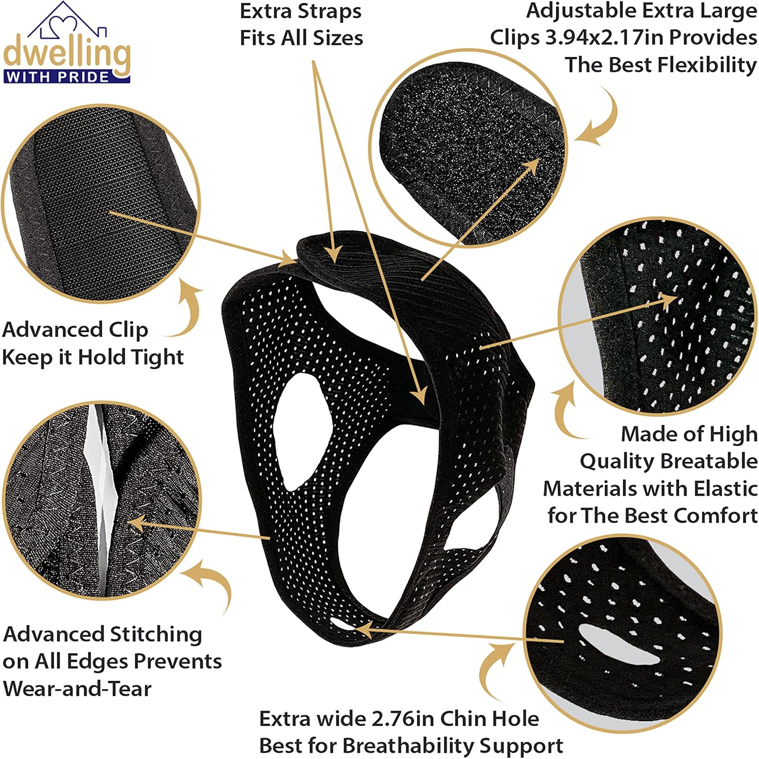 Anti Snore Chin Strap, Anti-Dry Mouth Chin Strap for CPAP Users, Stop Noise