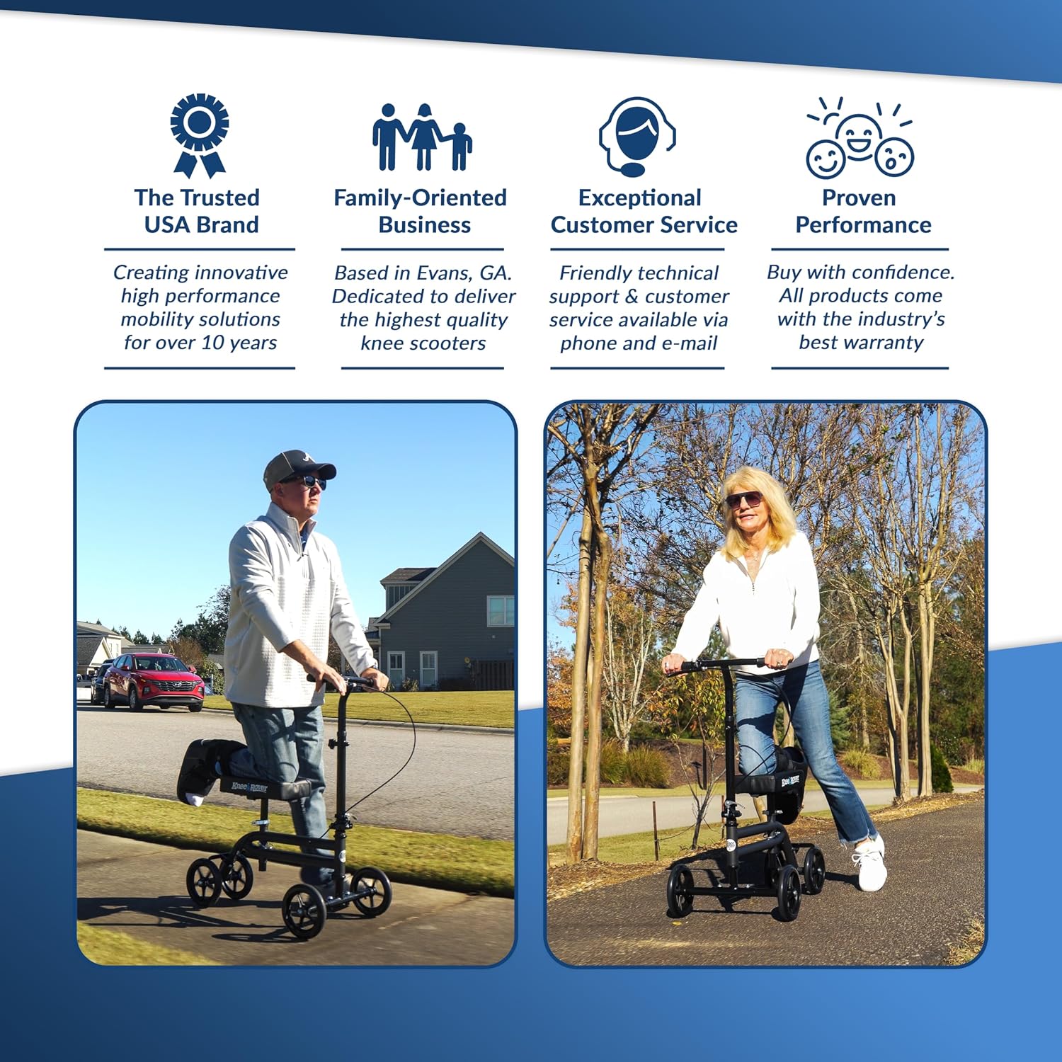 KneeRover Economy Steerable Knee Scooter – Foldable Mobility Aid & Knee Walker with Adjustable Handlebar and Comfortable Knee Pad for Adults (Black) | Knee Walker, For Adults, Foot Surgery & Broken Ankle, Foldable, Crutch Alternative