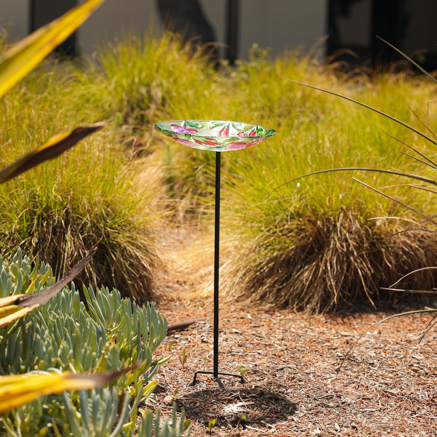 Alpine Corporation 25" Tall Outdoor Birdbath with Planter Pedestal Yard Statue, Stunning Garden Accent, 15" Round, Green