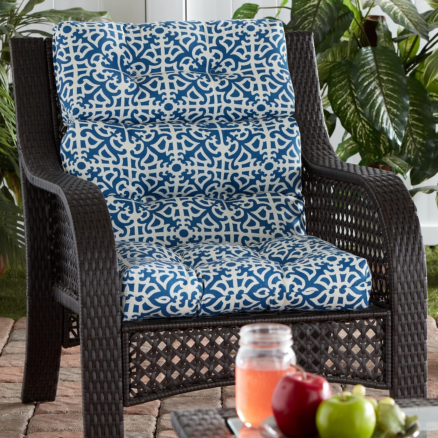 Greendale Home Fashions Outdoor 44x22-inch High Back Chair Cushions (Set of 2), Cement