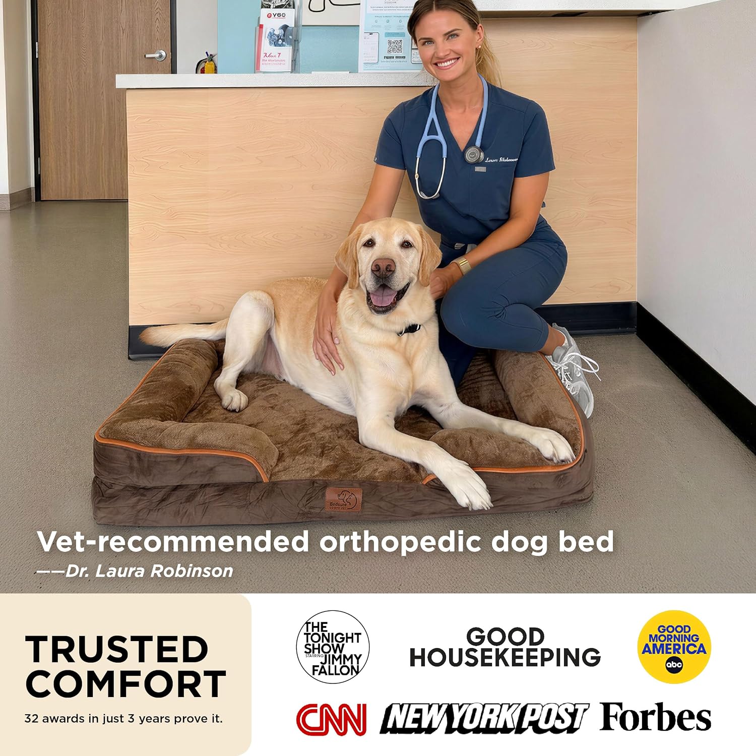 Bedsure Orthopedic Dog Beds Large Sized Dog with Removable Washable Cover