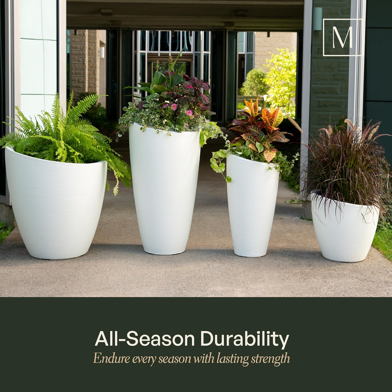 Mayne Modesto 20in Round Modern Planter, Neptune Blue | All season, Indoor/Outdoor, Double-wall design, Fade resistant, 15-year warranty