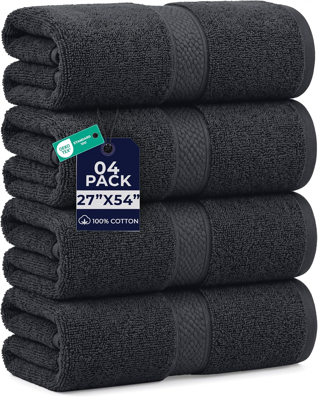 DAN RIVER 24 Pack Cotton Wash Cloths Set for Showering [12x12] White