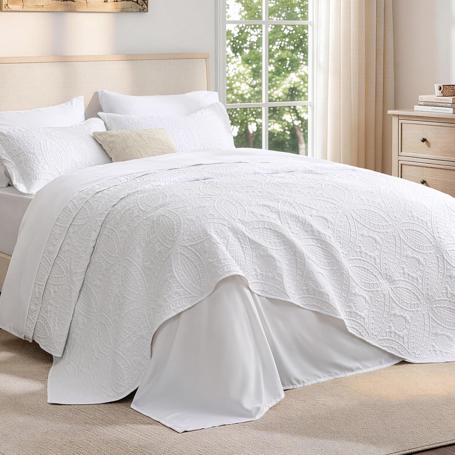Love's cabin Quilts for Queen Bed Blue Bedspreads - Soft Bed Summer Lightweight Bedspread Comforter - Modern Style Coin Pattern Coverlet for All