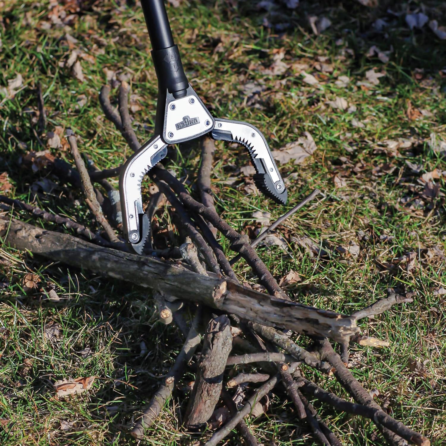 Unger Professional 42.5” Rugged Reacher Grabber Tool with Rotating Head, Outdoor Trash Picker Upper, Heavy Duty Claw Pickup