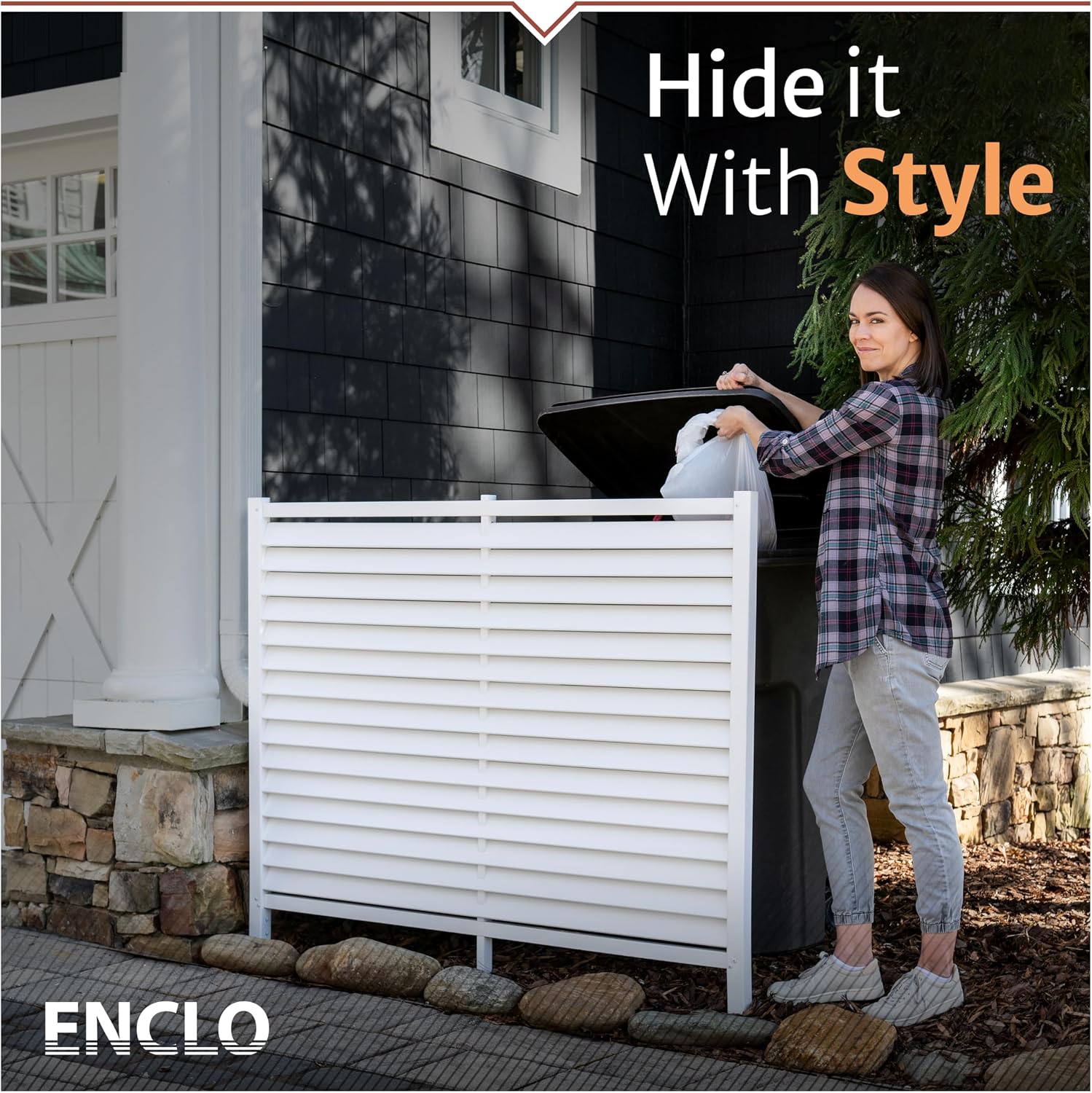 Enclo Wilmington Privacy Screen 2pk, White Vinyl DIY No Dig Kit | 45.5inH x 36.5inW, 2 Panels, ZP19008