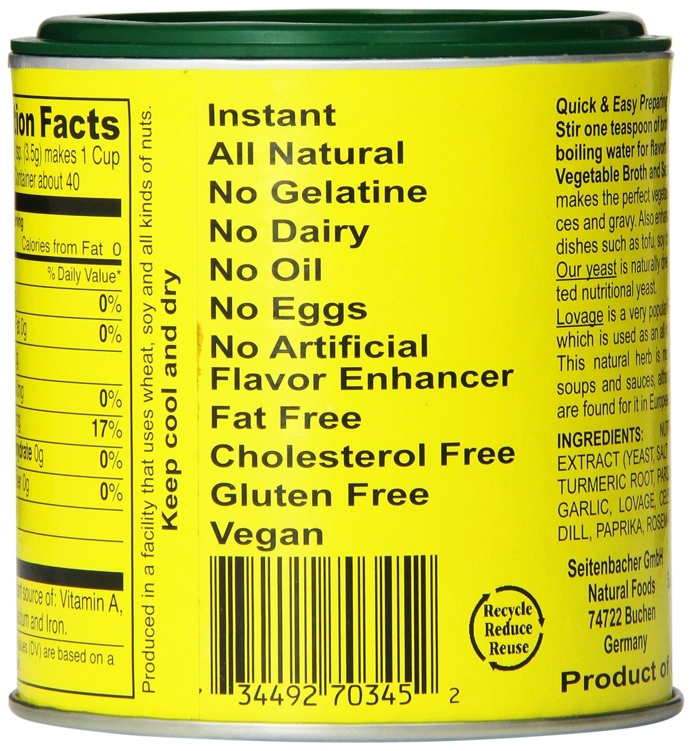 Seitenbacher Vegetable Broth and Seasoning - 5 oz. can