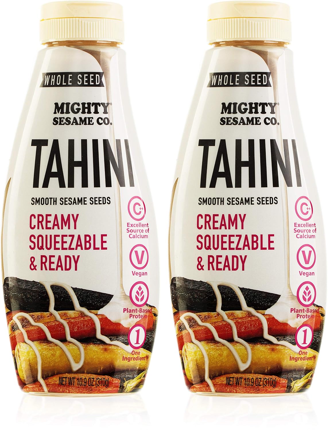Mighty Sesame "Whole Seed" Creamy & Ready Squeezable Tahini Paste, 10.9oz (2 Pack) Gluten Free, Vegan, Non GMO, Keto Friendly, Plant Based Protein