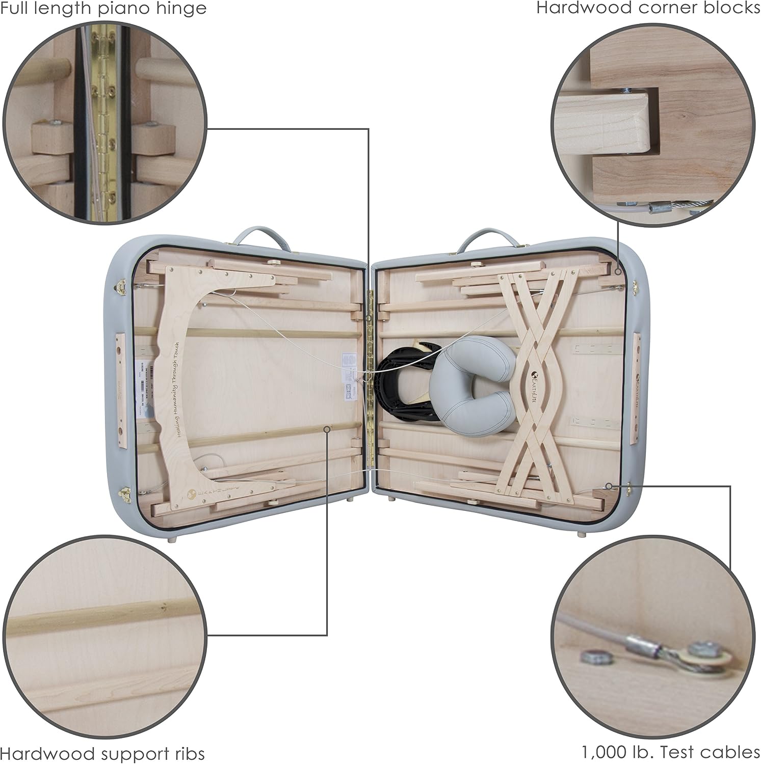 EARTHLITE Premium Portable Massage Table Package SPIRIT - Spa-Level Comfort, Deluxe Cushioning incl. Flex-Rest Face Cradle & Strata Face Pillow, Carry Case (30/32” x 73”) - Made in USA