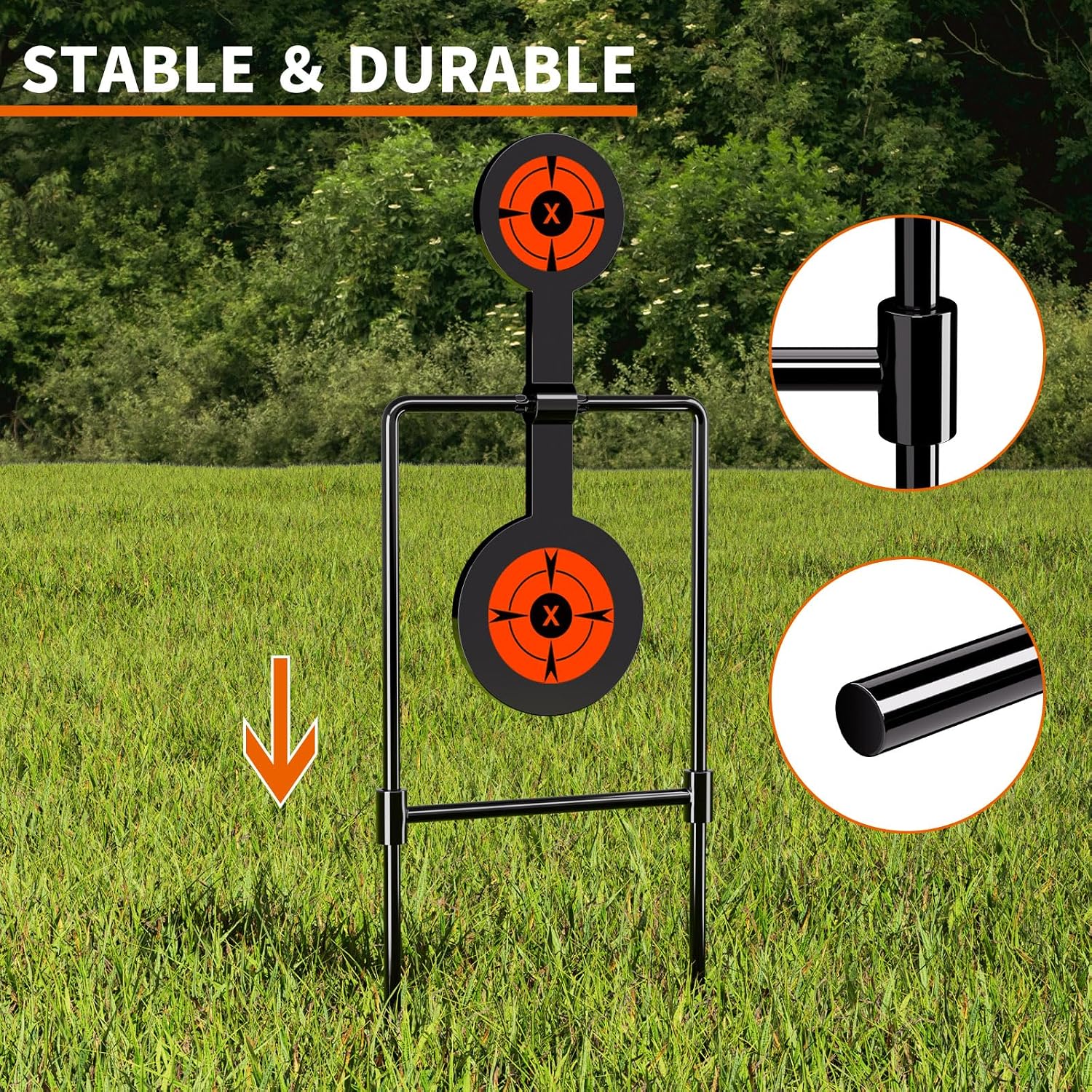 Highwild 3/8 Inch Thick Double Spinner Shooting Targets - Auto Reset Steel Target - for Centerfire Handguns Up to .44 Magnum